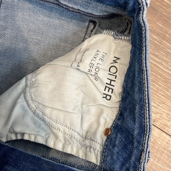 Mother The Looker Ankle Fray Thunderstruck Racer Pink Stripe Skinny Jeans 25 - Picture 10 of 10